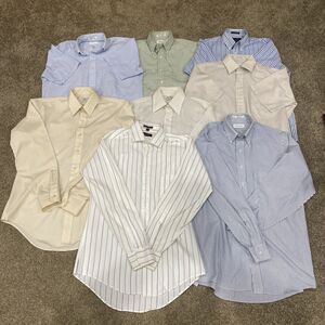 Vintage Lot 8 Mens Button Down Shirts Arrow Kent Van Heusen Size 15.5 34/35